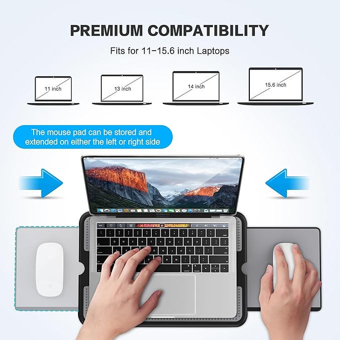 AboveTEK Portable Laptop Lap Desk w/Retractable Left/Right Mouse Pad Tray - Image 6