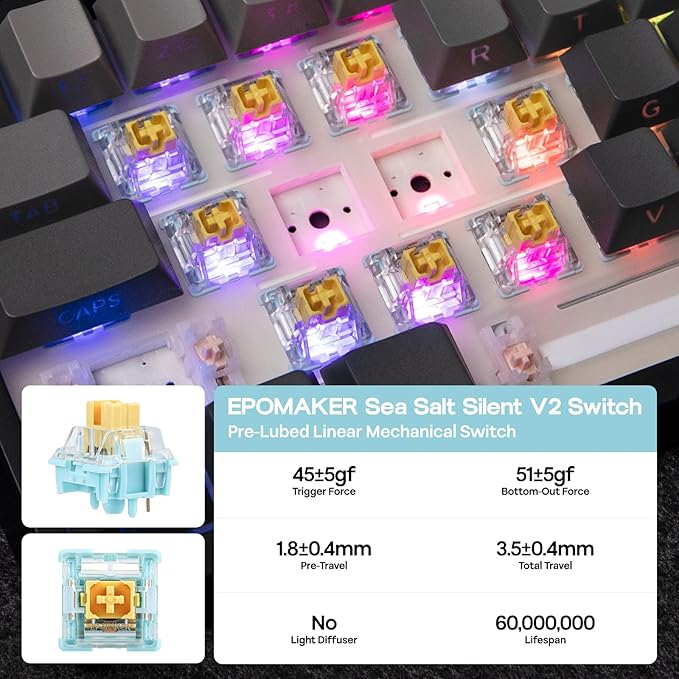 EPOMAKER TH108 Full Size Mechanical Keyboard, Wireless Gaming Keyboard - Image 6