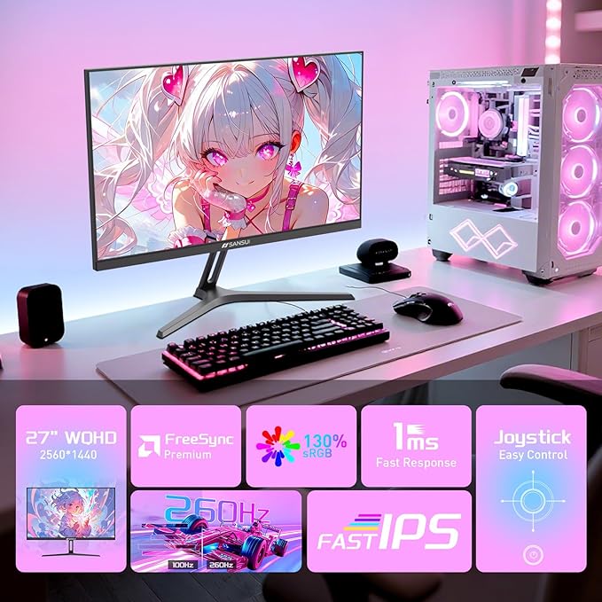 SANSUI 27 Inch WQHD 1440p Gaming Monitor 240hz up to 260hz-Fast IPS 1ms - Image 2