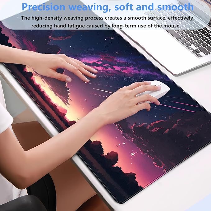 Anime Aesthetic Purple Galaxy Cloud Mouse Pad XXL Extended Gaming Desk Mat - Image 4