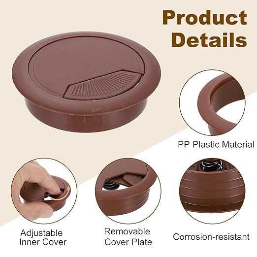uxcell 8 Pcs 60mm Desk Grommet, Plastic Cable Hole Cover, Wire Cord Cable - Image 3