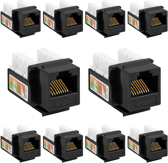 Cmple - 10 Pack Cat6 Keystone Jack Insert Punch Down RJ45 Connectors RJ45 90 by Cmple
