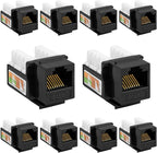 Cmple - 10 Pack Cat6 Keystone Jack Insert Punch Down RJ45 Connectors RJ45 90 by Cmple