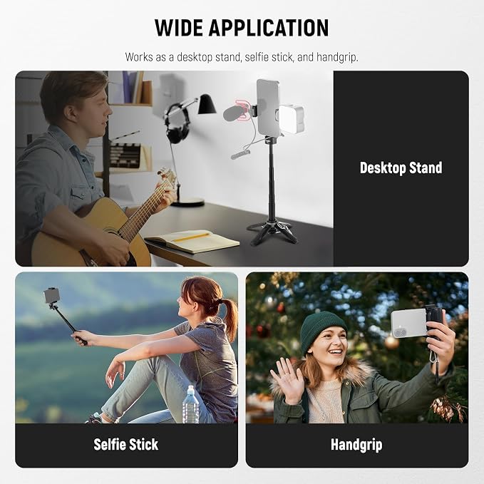 NEEWER Selfie Stick Tripod for iPhone, Lightweight Foldable Mini Travel 360° - Image 3