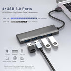 USB Hub, USB 3.0 Hub Aluminum Alloy Ultra Slim USB Splitter, Portable 4 Port - Image 2