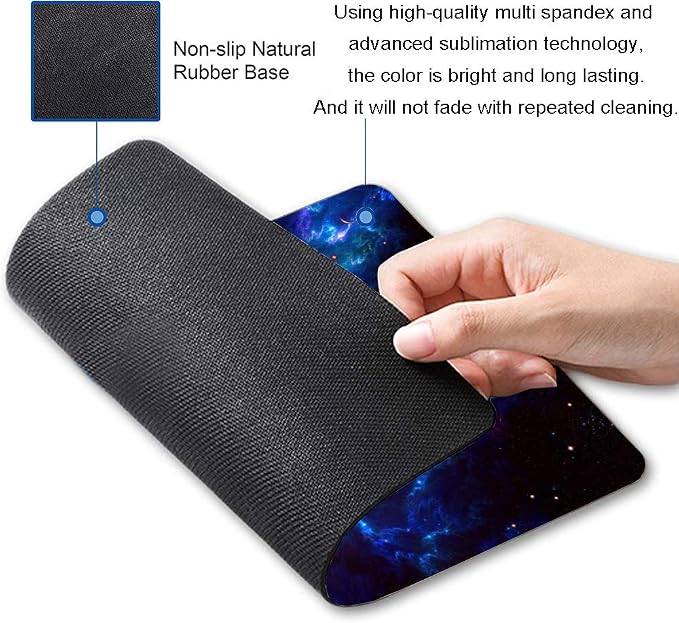 Galaxy Stars Light Black Mouse Pad, Non-Slip Rubber Base MousePads - Image 2