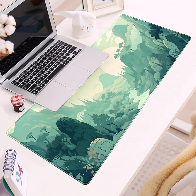 Cute Pastel Mint Green Forest Sage Desk Mat Anime Large Gaming Mouse Pad XL - Image 6