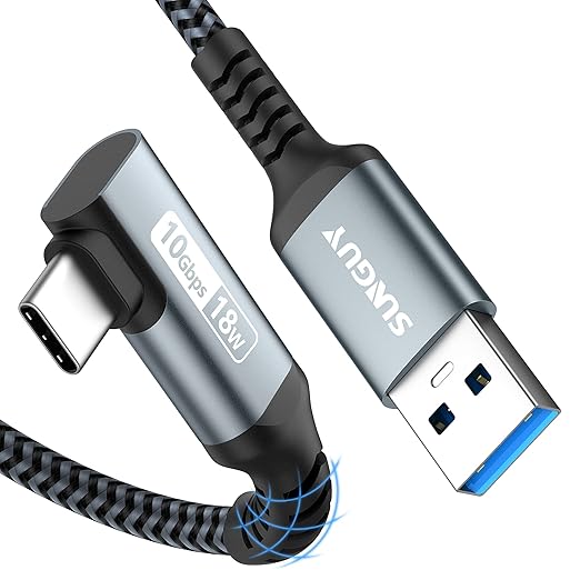 USB C 3.1 Gen 2 Cable, 0.5m USB A to C Nylon Braided 3A Fast Charge & Data by SUNGUY