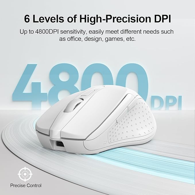 TECKNET Wireless Mouse Rechargeable 4800 DPI Silent USB A & Bluetooth Mouse 6 - Image 5