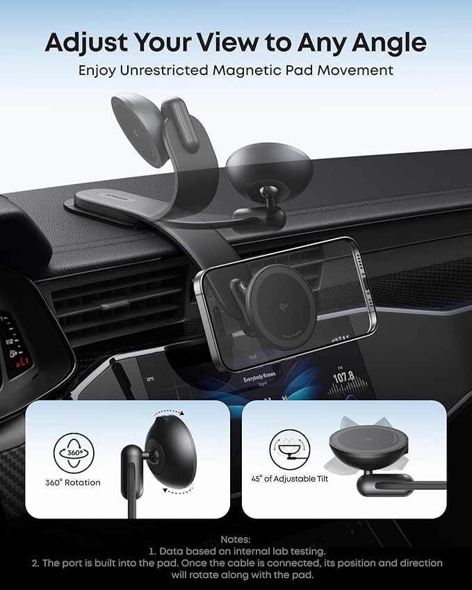 Anker Nano Magnetic Wireless Car Charger, 360° Adjustable Mount Car Charger - Image 4