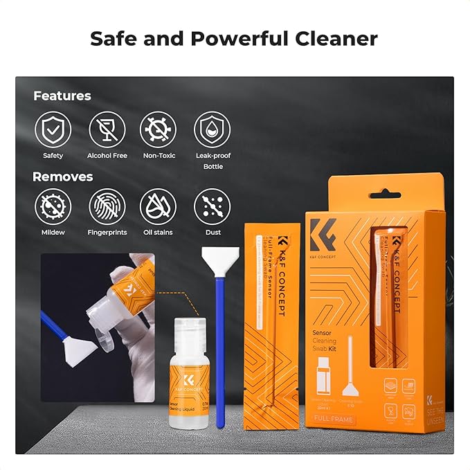 K&F CONCEPT 24mm Full Frame Sensor Cleaning Swab*10 + 20ml Sensor Cleaner - Image 6