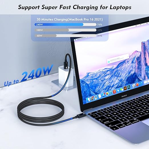 Thunderbolt 4 Cable, 240W Fast charging, 40Gbps Data Transfer, Supports 8K/4K - Image 2