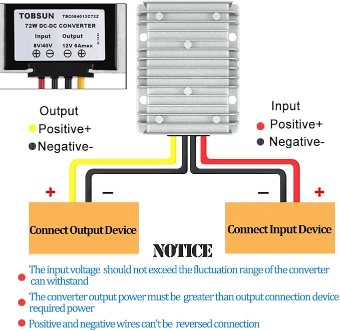 HOMELYLIFE DC Voltage Reducer DC 8V-40V to 12V 6A 72W Converter Automatic Buck - Image 5