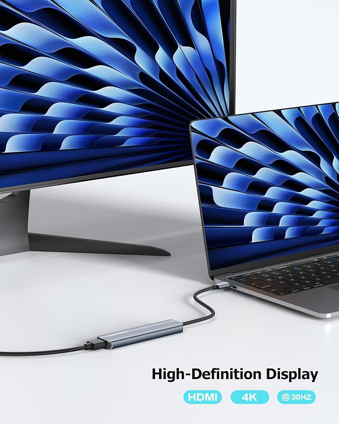 USB C Hub Multiport Adapter for Laptop MacBook Air/Pro, 100W PD, 2xUSB-A 3.0 - Image 4