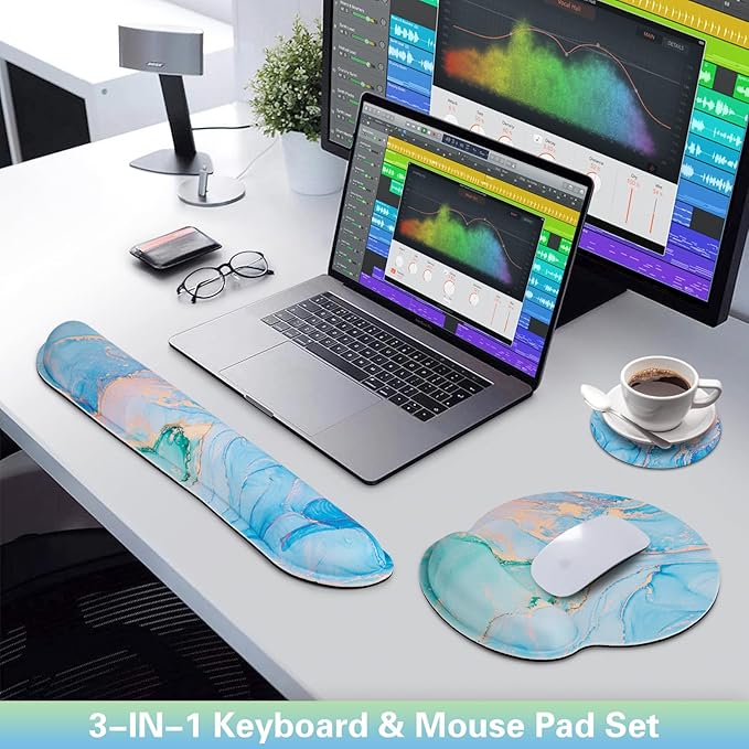 Mouse Pad with Wrist Rest Set, Qomolama 3-in-1 Wrist Rest - Image 2