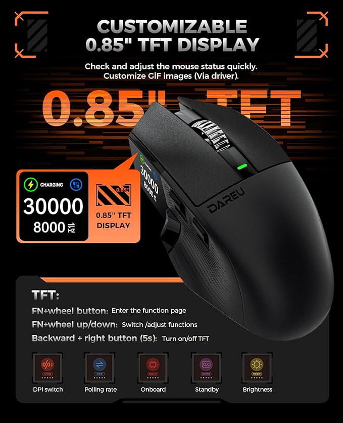 DAREU A980PROMAX Wireless Gaming Mouse-4K/8K Polling-30K DPI Optical - Image 4