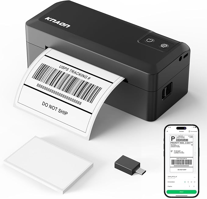 Shipping Thermal Label Printer, 4x6 Portable Label Printer, Support iPhone by KNAON