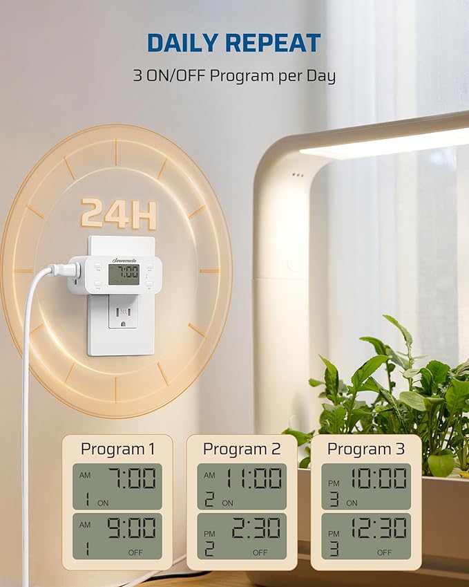 DEWENWILS 24 Hour Programmable Digital Timer Outlet, Timers - Image 2