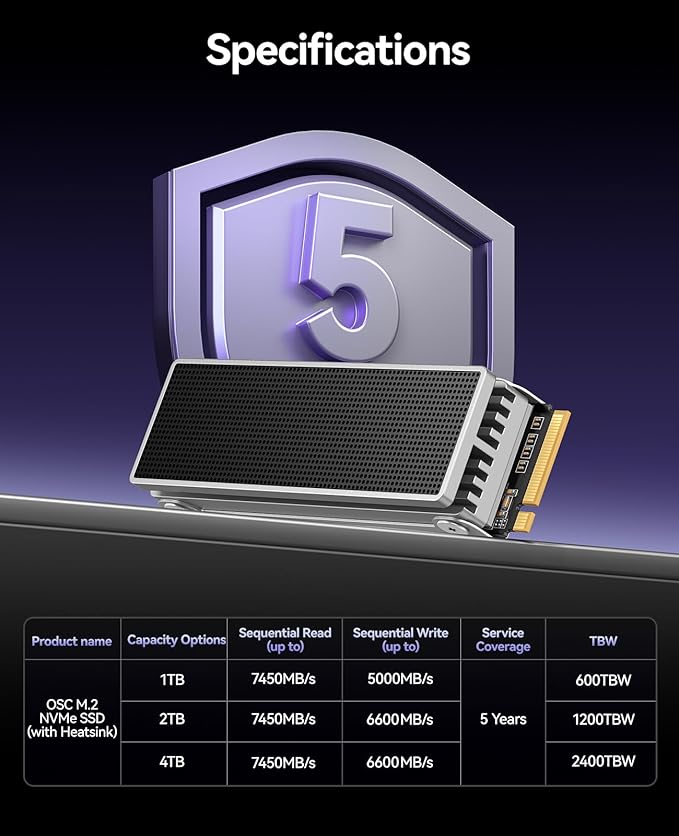 ORICO OSC 2TB M.2 NVMe SSD for Desktop PC, PCIe 4.0 Internal SSD - Image 8