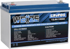 Weize 12V 100Ah TM LiFePO4 Lithium Battery, Built-in Smart BMS, Group 31 Deep by WEIZE