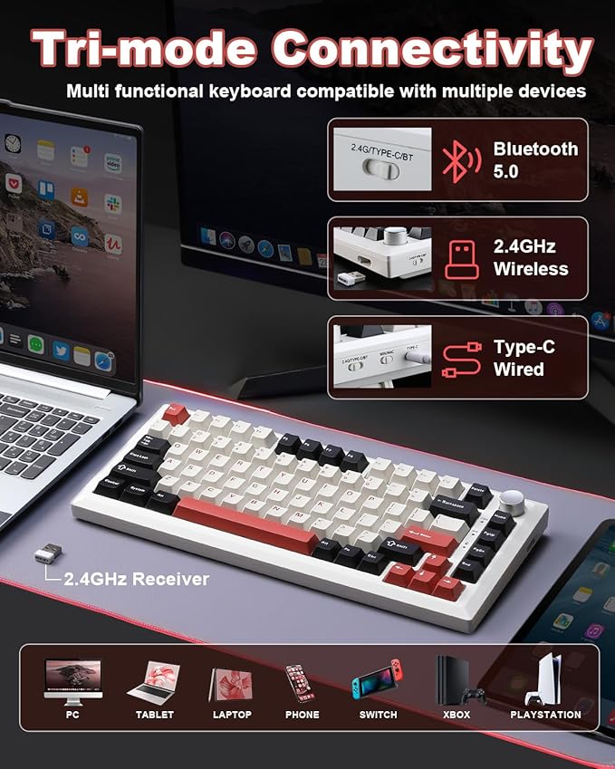 Y75 Wireless Mechanical Keyboard, 75% Hot Swappable Custom Keyboard - Image 3