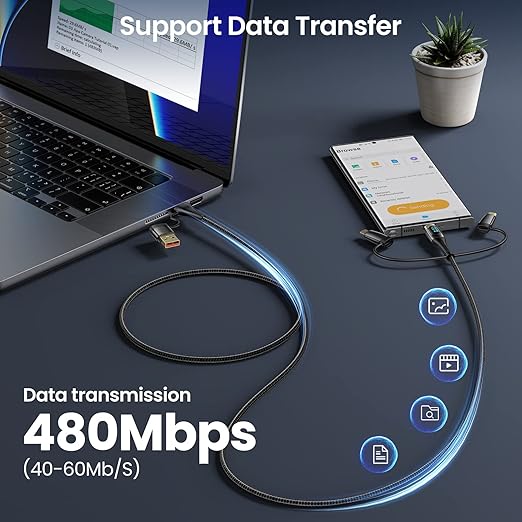 USB C to Multi Charging Cable, USAMS 100W 6.6FT 5A Type C to Type C Fast - Image 6