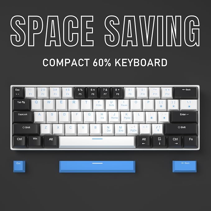 60% Mechanical Gaming Keyboard, Mixed Color Keycaps Gaming Keyboard - Image 3