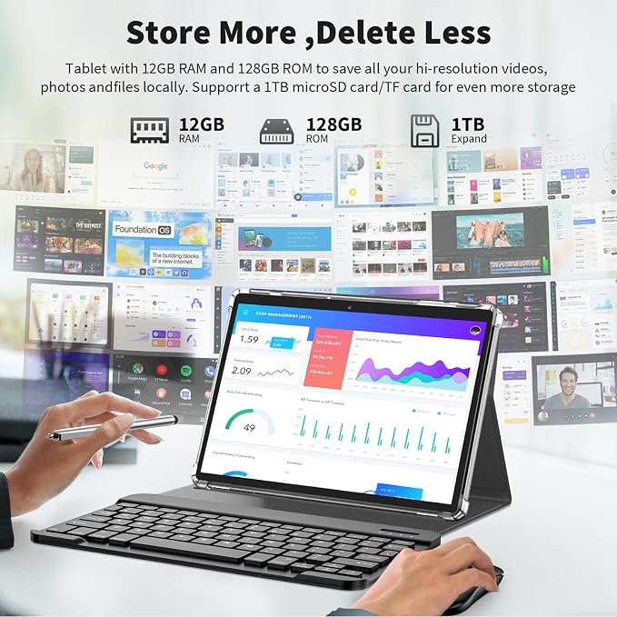 Android Tablet with Keyboard, Android 14 Tablet, 12 GB+128GB, 1TB Expand - Image 3