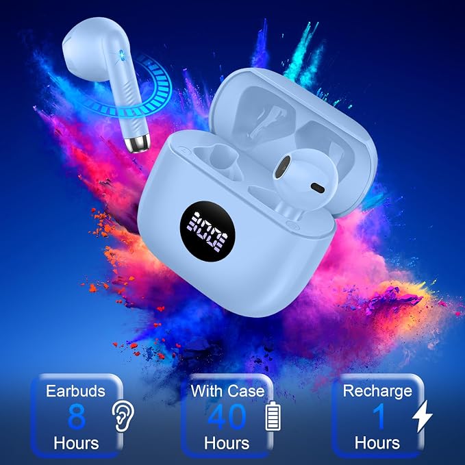 Wireless Earbuds, 40H Playback Mini Case IP7 Waterproof Sports Earphones - Image 7