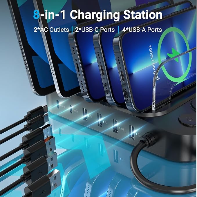 Catlyn Charging Station for Multiple Devices, 8 Port Charger Stations - Image 5
