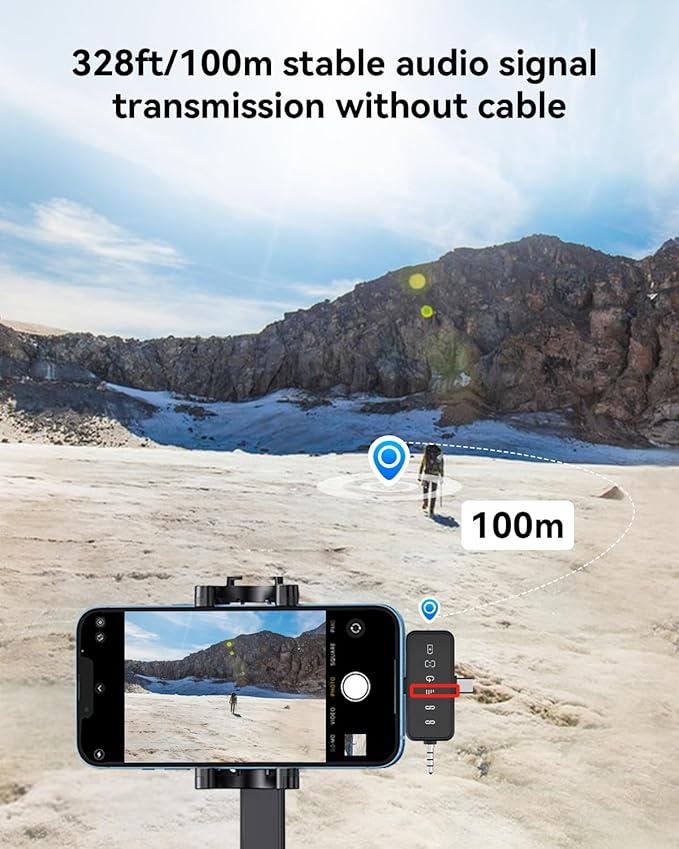 PQRQP 3 in 1 Microphone for iPhone/Android/Camera, Wireless Lavalier Microphone - Image 5