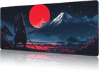 Mouse Pad Large Samurai and Red Moon Non-Slip Game Desk Mat by NIYLYNSYN