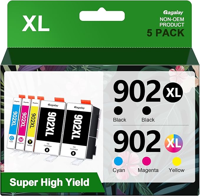 902XL Ink Cartridges for Printers 5 Pack Replacement for 902XL Ink Cartridges by Gagalay