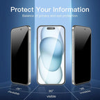 NEW'C 3 Pack Privacy for iPhone 16 Plus, 15 Plus Screen Protector, Anti-Spy - Image 3