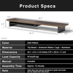 Walnut Dual‑Tier Monitor Stand for Modern Desk Setup – Minimalist Wooden Riser - Image 4