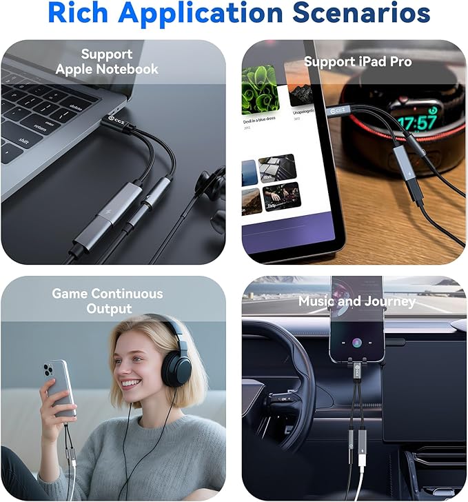 2PCS USB C Splitter for KZ ZS10 PRO, CCZ CA01 USB C to 3.5mm Audio Headphone - Image 7