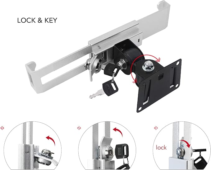 Tablet Wall Mount Holder with Anti Theft Lock, Rotate Design, Bracket - Image 3