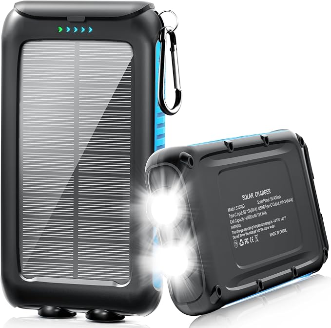 Solar-Charger-Power-Bank-49800mAh Portable Solar Phone Charger by Kepswin