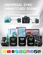 SYNCO Wireless Lavalier Microphone, G2 2.4G Dual Transmitter 48KHz 24Bit Lapel - Image 9