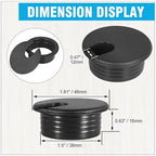 1-1/2" Black Desk Grommet, JTemgle Plastic Cable Hole Cover Computer Table Cord - Image 5