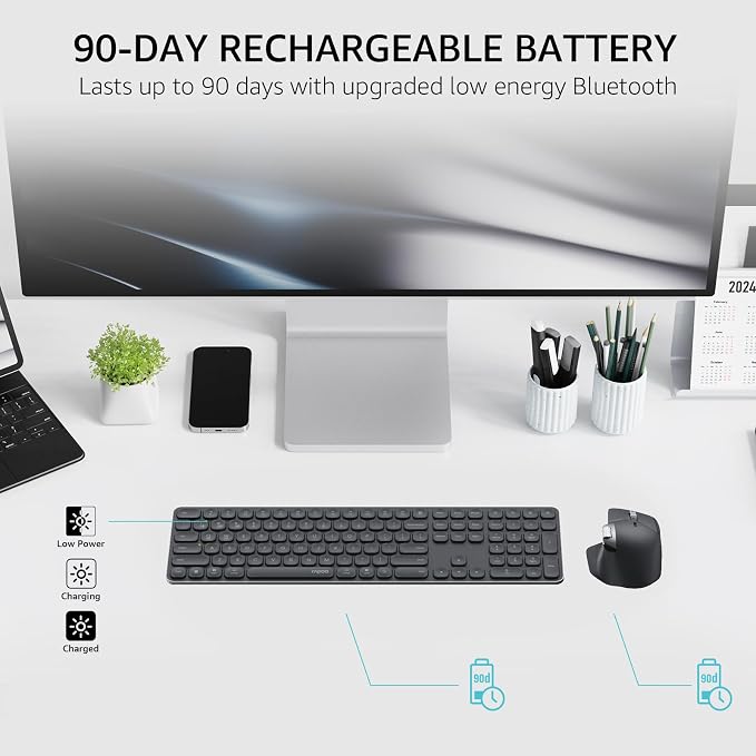 Rapoo 9560M Wireless Keyboard and Mouse Combo, Blade-Series E9550L 110-Key - Image 8