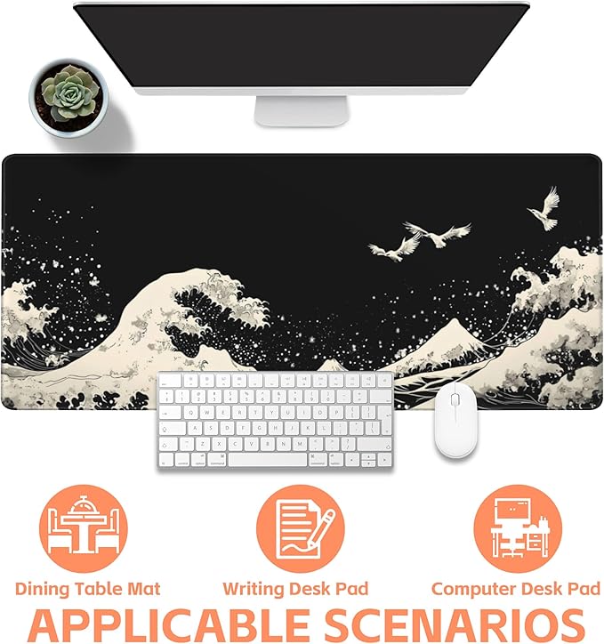Mouse Pad Large White Wave Non-Slip Gaming Desk Mat - Image 4