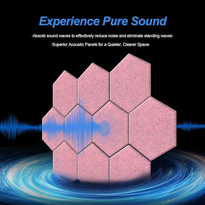 Mollywell Hexagon Acoustic Panels, High Density, Soundproofing, Decorative - Image 5