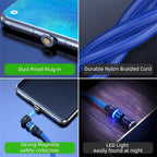 Magnetic Charging Cable 540° Rotation 3A Fast Charging Data Sync 3 in 1 - Image 4