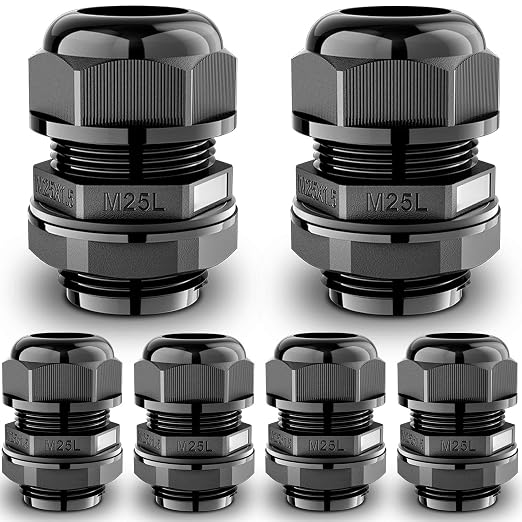 QILIPSU 6pcs M25L Long Thread Cable Gland Waterproof IP68 Nylon Strain Relief by QILIPSU