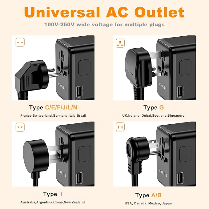 VYLEE 70W GaN International Travel Adapter, Universal Power Adapter - Image 7