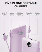 VRURC Portable Charger Built-in Cables and AC Wall Plug, USB C Power Bank - Image 9