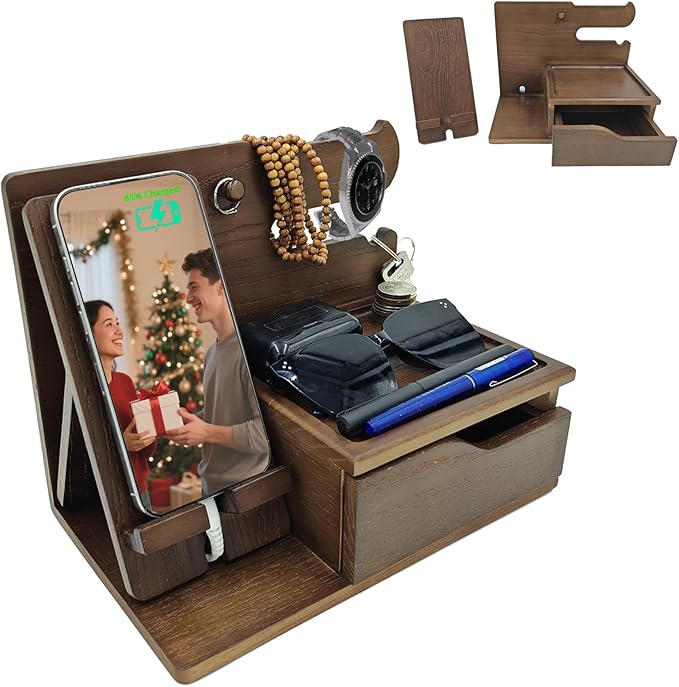 3-in-1 Wood Phone Docking Station Organizer by UUyuality