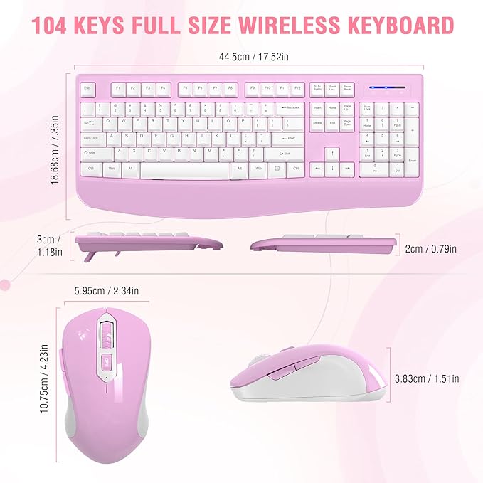 Wireless Keyboard and Mouse Combo, EDJO 2.4G Full-Sized Ergonomic Computer - Image 6