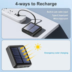 Solar Power Bank 12000mAh, Small Solar Charger Built in 4 Cables, USB C - Image 6
